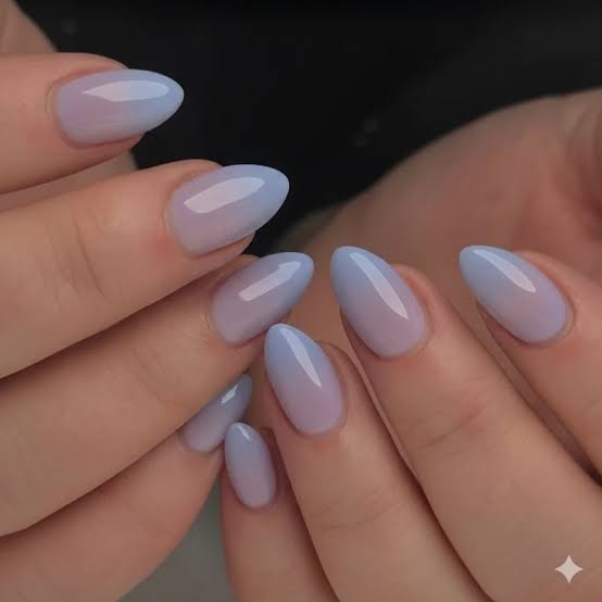 Jelly Gradient Medium Oval Nails Jelly Gradient Medium Oval Nails — Classy Periwinkle Nails