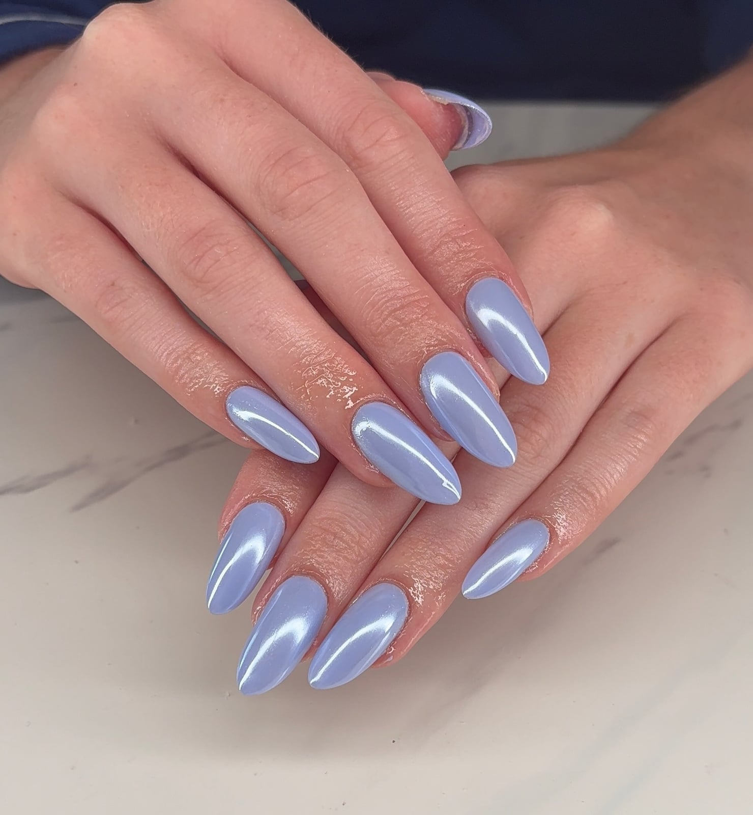 Minimalist Line Art Medium Almond Nails Minimalist Line Art Medium Almond Nails — Classy Periwinkle Nails