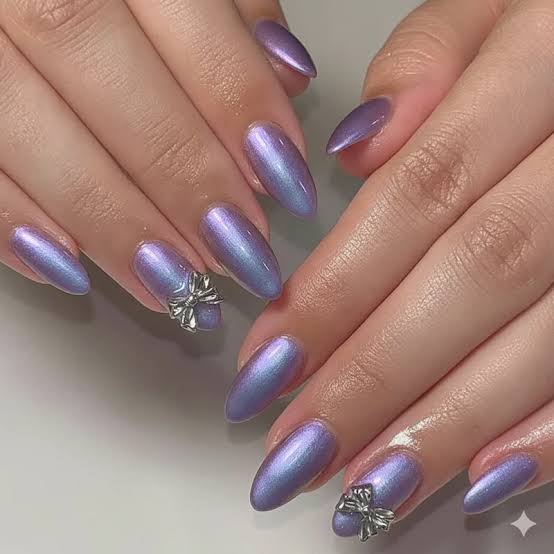 3D Bow Shimmer Periwinkle Cat-Eye 3D Bow Shimmer Periwinkle Cat-Eye — Classy Periwinkle Nails