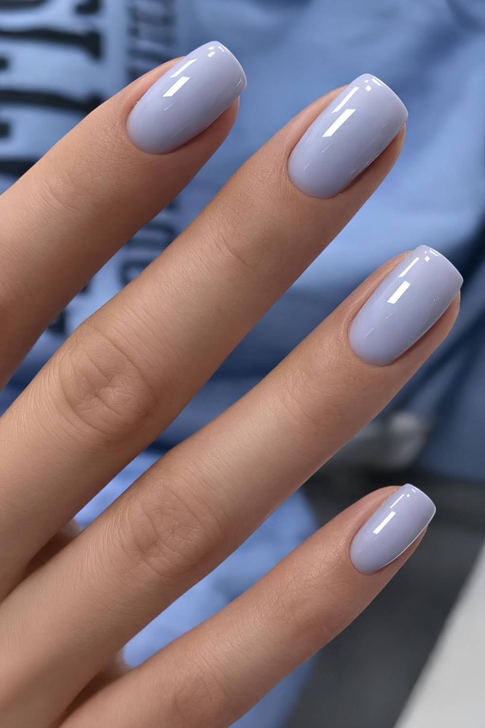 High-Gloss Short Oval Periwinkle Nails High-Gloss Short Oval Periwinkle Nails — Classy Periwinkle Nails