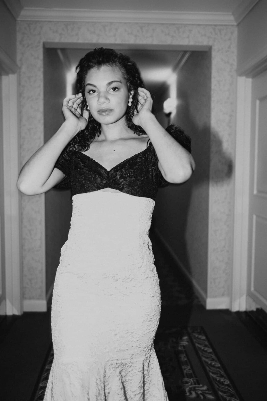 Black and White Two-Tone Dress with Mermaid Skirt — Classy Photoshoot Dress