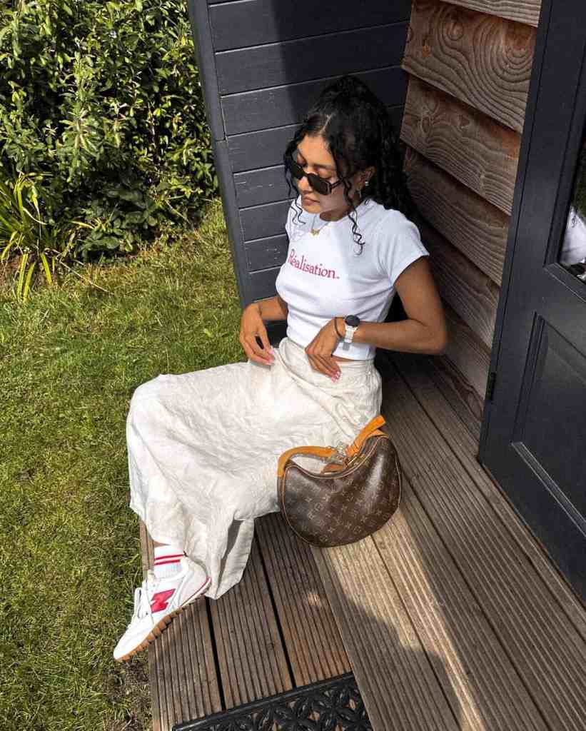 White T-Shirt with Wide-Leg Linen Trousers — Classy Picnic Outfit