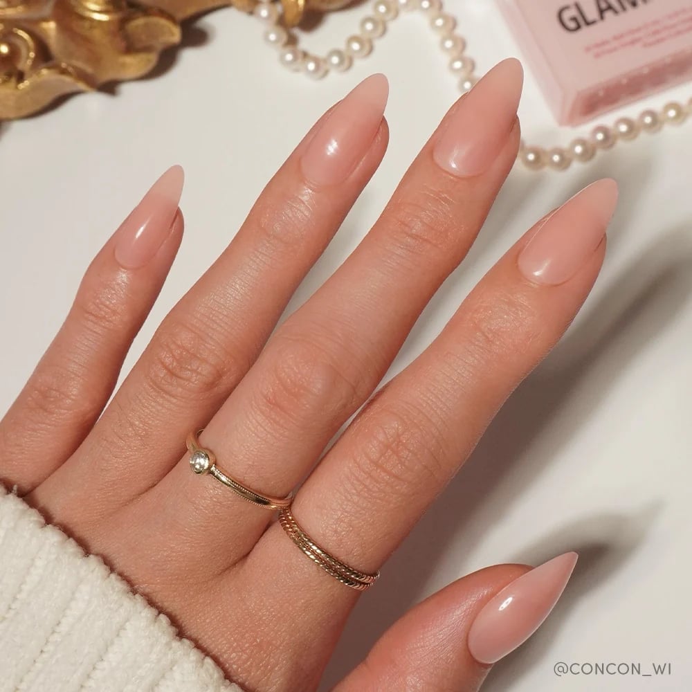 Sheer Nude Pink Stiletto Nails — Classy Pink Almond Nails