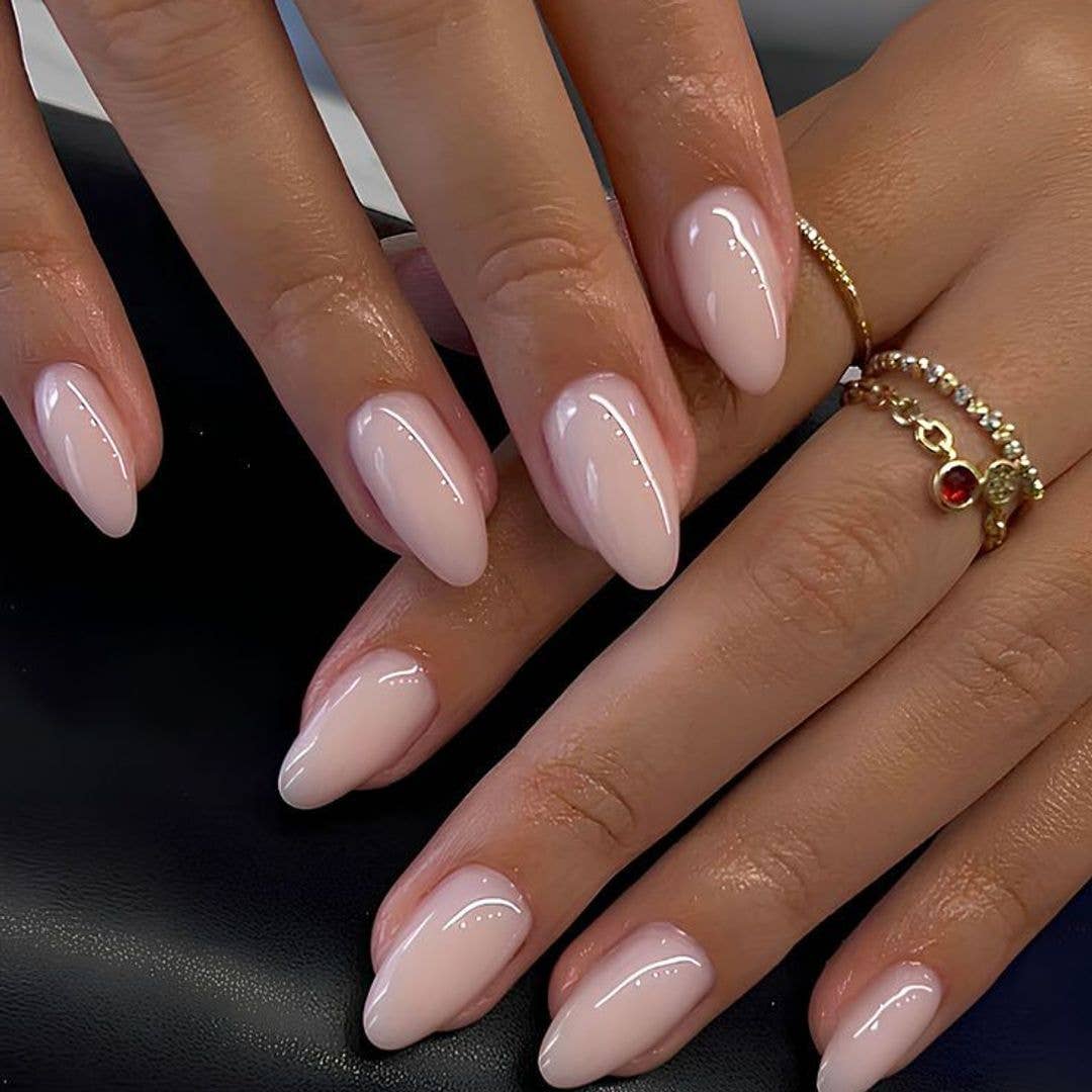 Milky Sheer Pink Almond With Subtle Line — Classy Pink Almond Nails