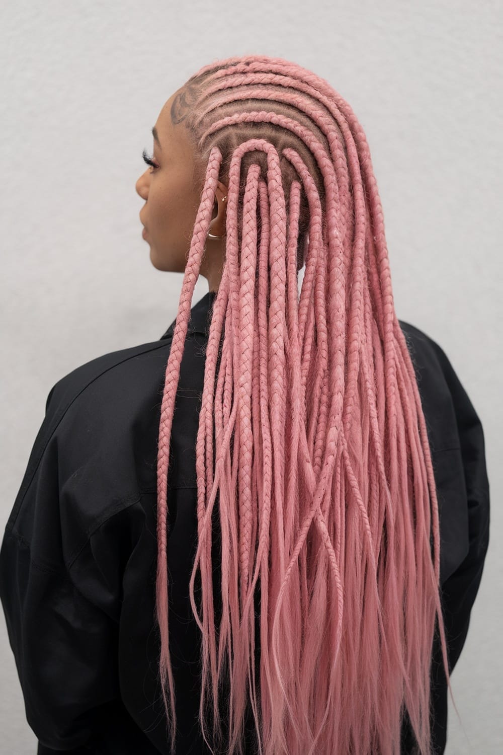 Mid-Back Pink Box Braids With Neat Rows Mid-Back Pink Box Braids With Neat Rows — Classy Pink Braids