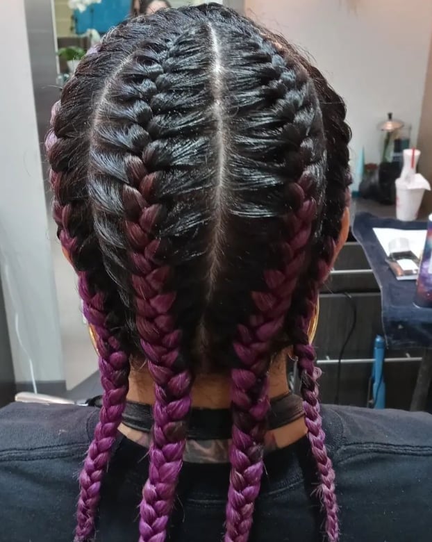 Mid-Back Cornrows to Pink Braids Mid-Back Cornrows to Pink Braids — Classy Pink Braids