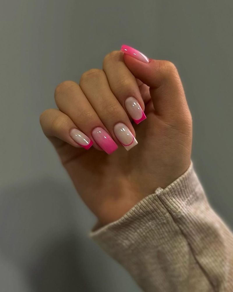 Medium Square Pink Ombre French Tips Medium Square Pink Ombre French Tips — Classy Pink French Tip Nails