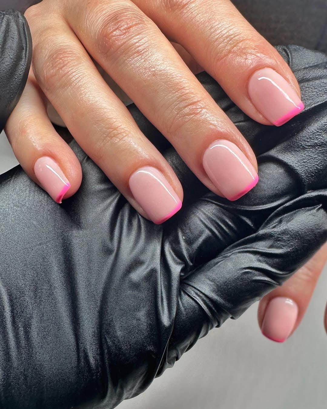 Short Square Vibrant Pink French Tips Short Square Vibrant Pink French Tips — Classy Pink French Tip Nails