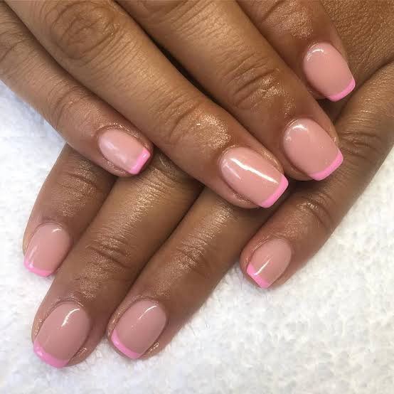 Short Soft Square Bright Pink French Tips Short Soft Square Bright Pink French Tips — Classy Pink French Tip Nails
