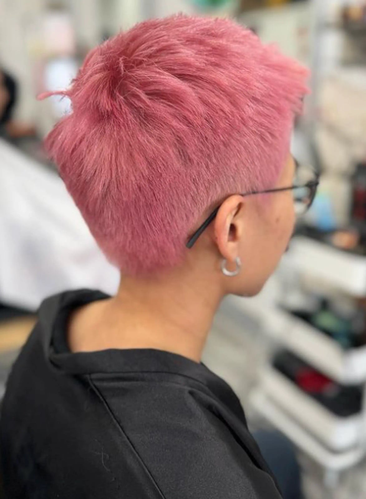 Bright Pink Choppy Pixie Cut — Classy Pink Hair Color