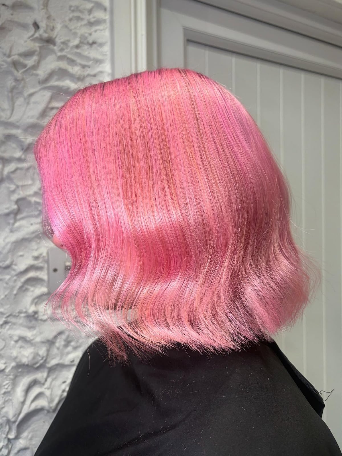 Vibrant Pink Chin Length Bob — Classy Pink Hair Color