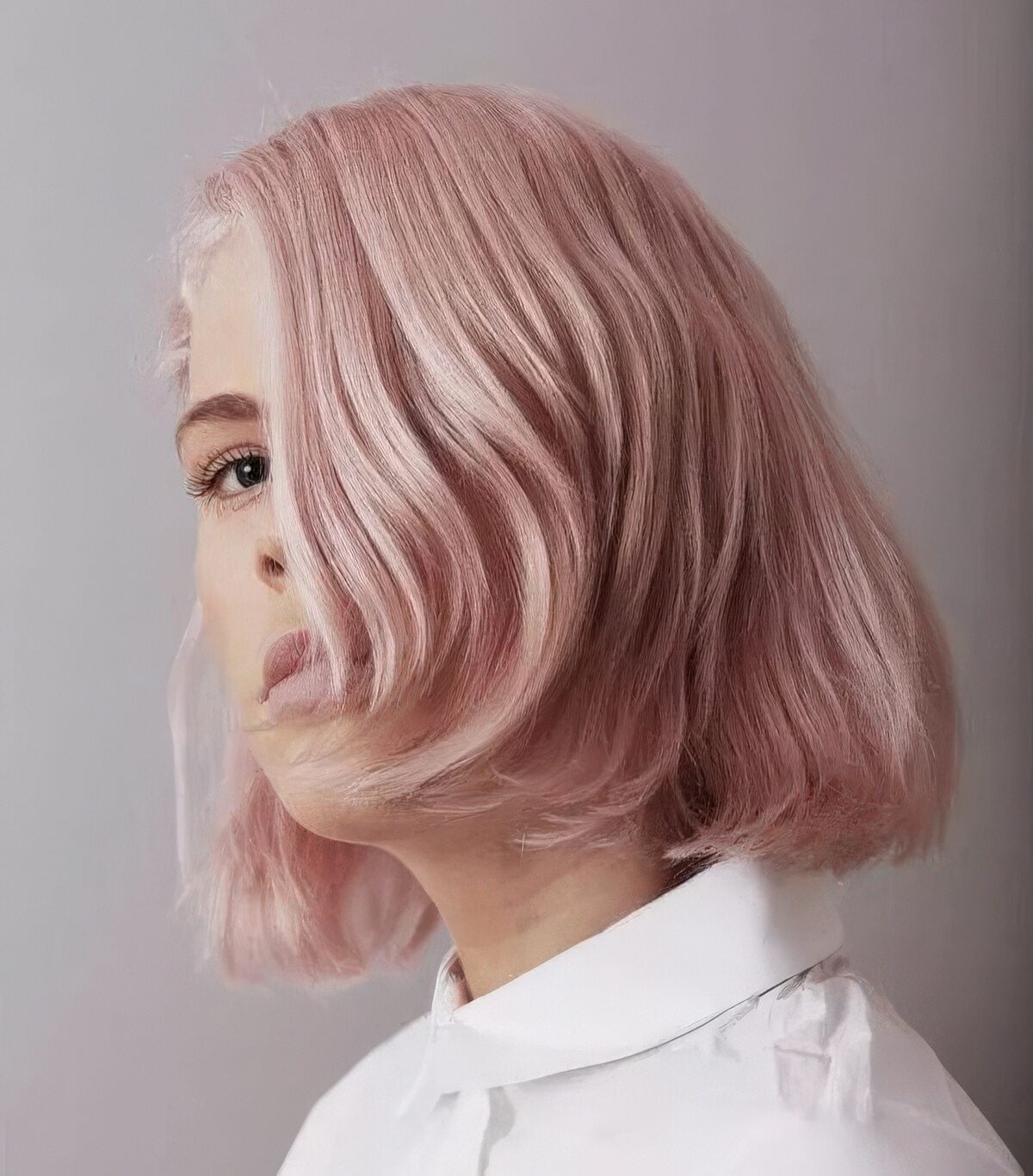 Dusty Rose Pink Chin Length Bob — Classy Pink Hair Color