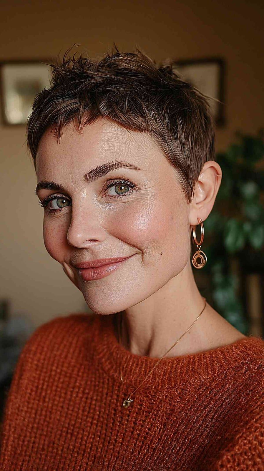 Tousled Light Brown Pixie With Crown Volume — Classy Pixie Cut