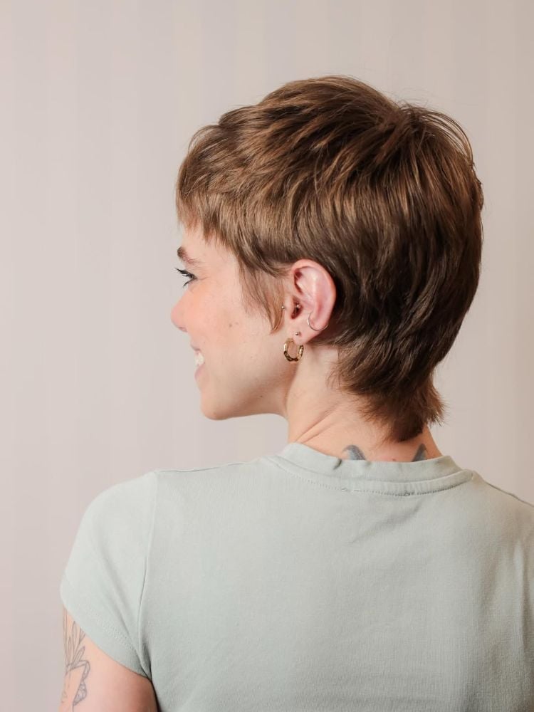 Textured Light Brown Pixie Nape — Classy Pixie Cut