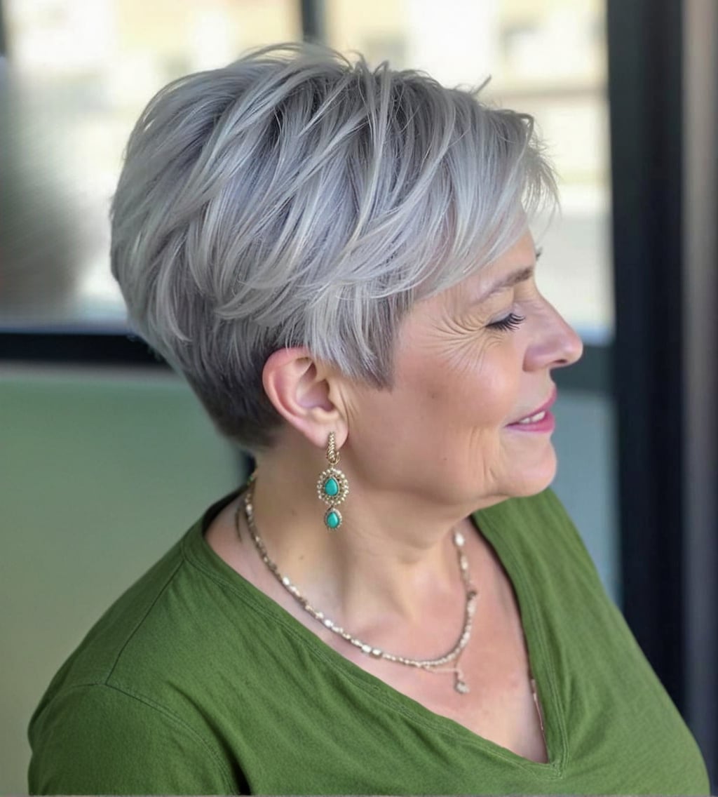 Layered Grey Pixie With Side-Swept Fringe — Classy Pixie Cut