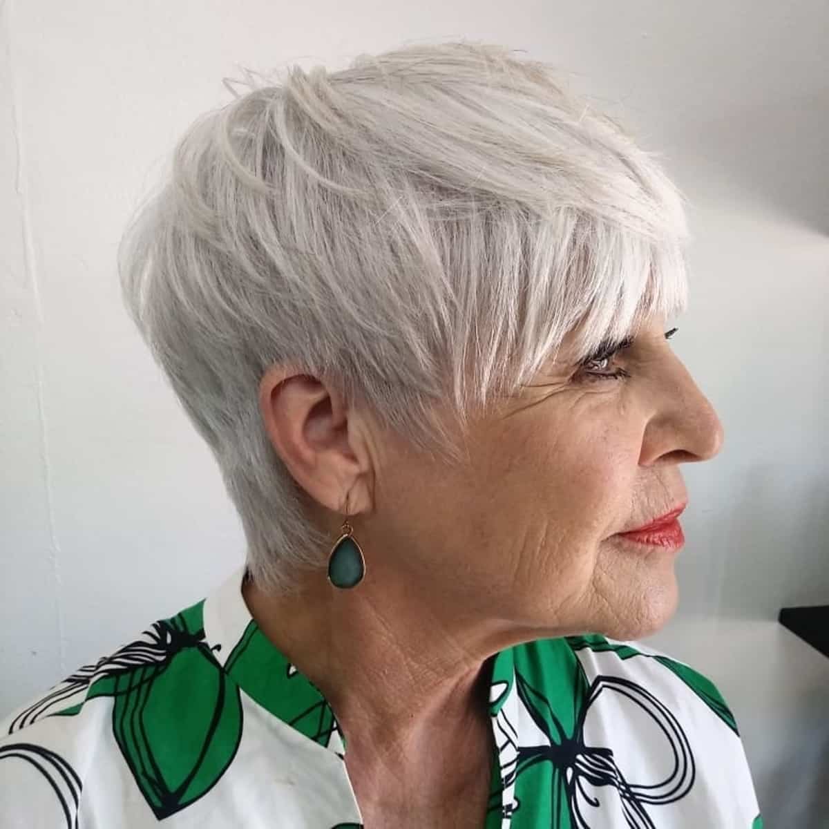 Textured Cool Grey Pixie With Layered Fringe — Classy Pixie Cut