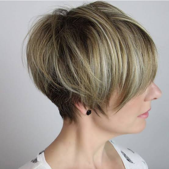 Smooth Brown Pixie With Blonde Highlights — Classy Pixie Cut