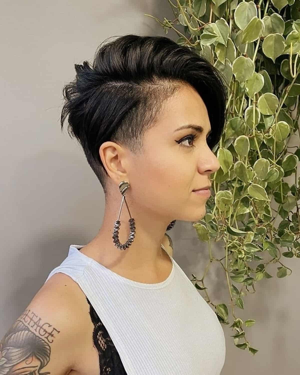 Smooth Side-Swept Dark Brown Pixie — Classy Pixie Cut