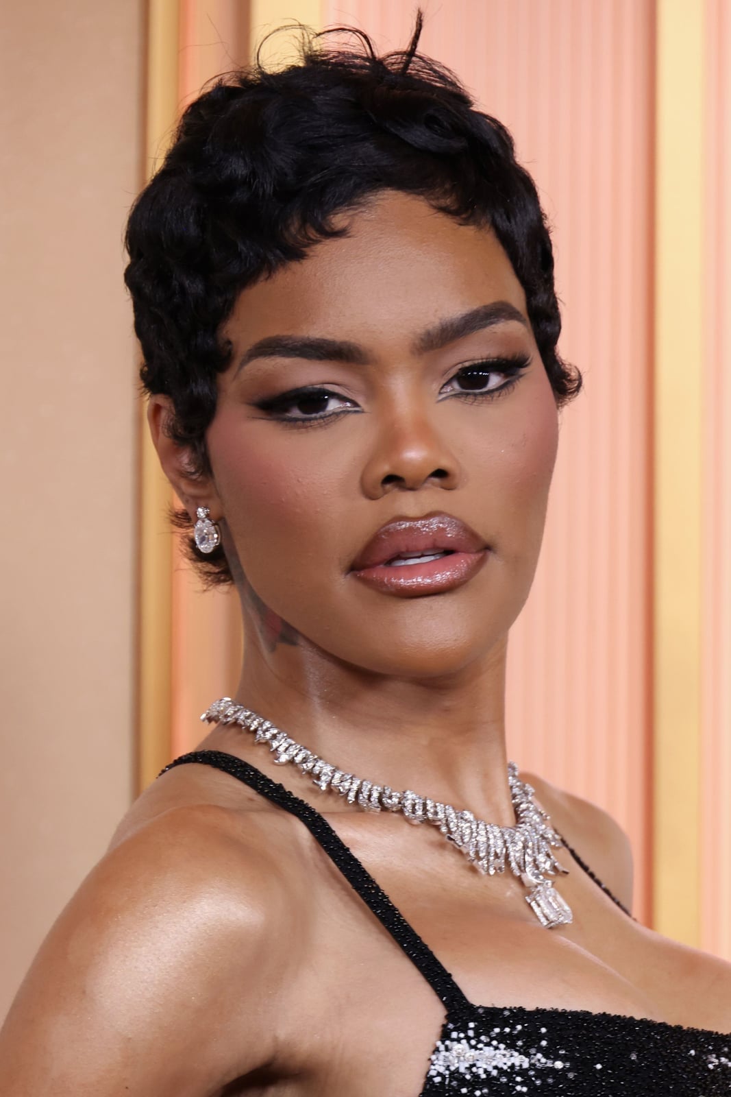 Wet Look Curly Black Pixie — Classy Pixie Cut