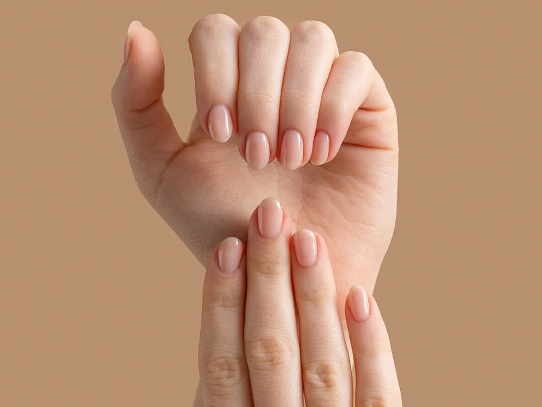 Sheer Nude Glossy Short Oval Nails — Classy Plain Nails
