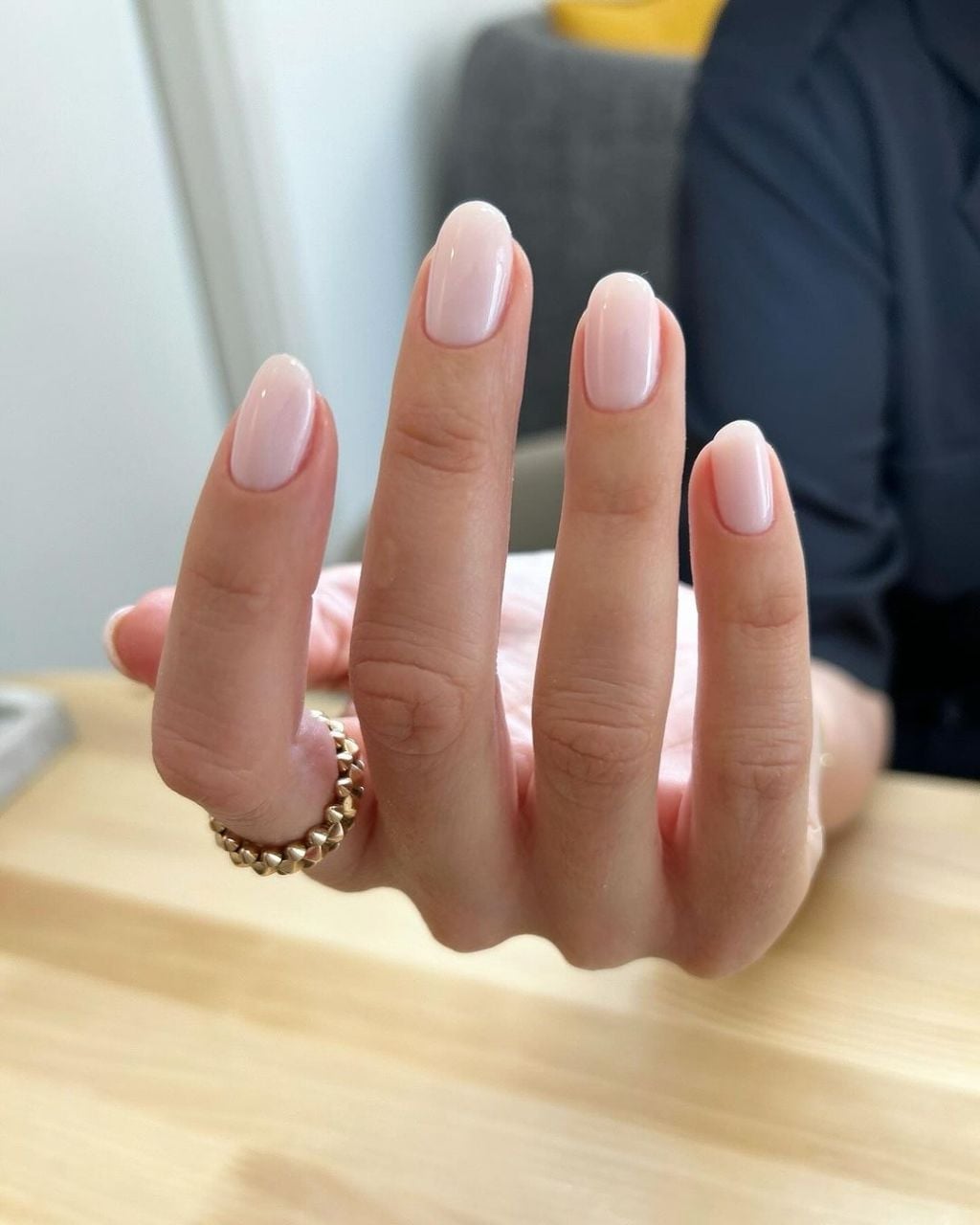 Sheer Milky Nude Glossy Short Almond Nails, Close-Up Take — Classy Plain Nails