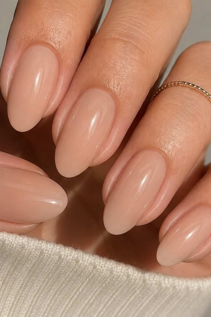 Milky Pink Nude Soft Square Short Nails — Classy Plain Nails