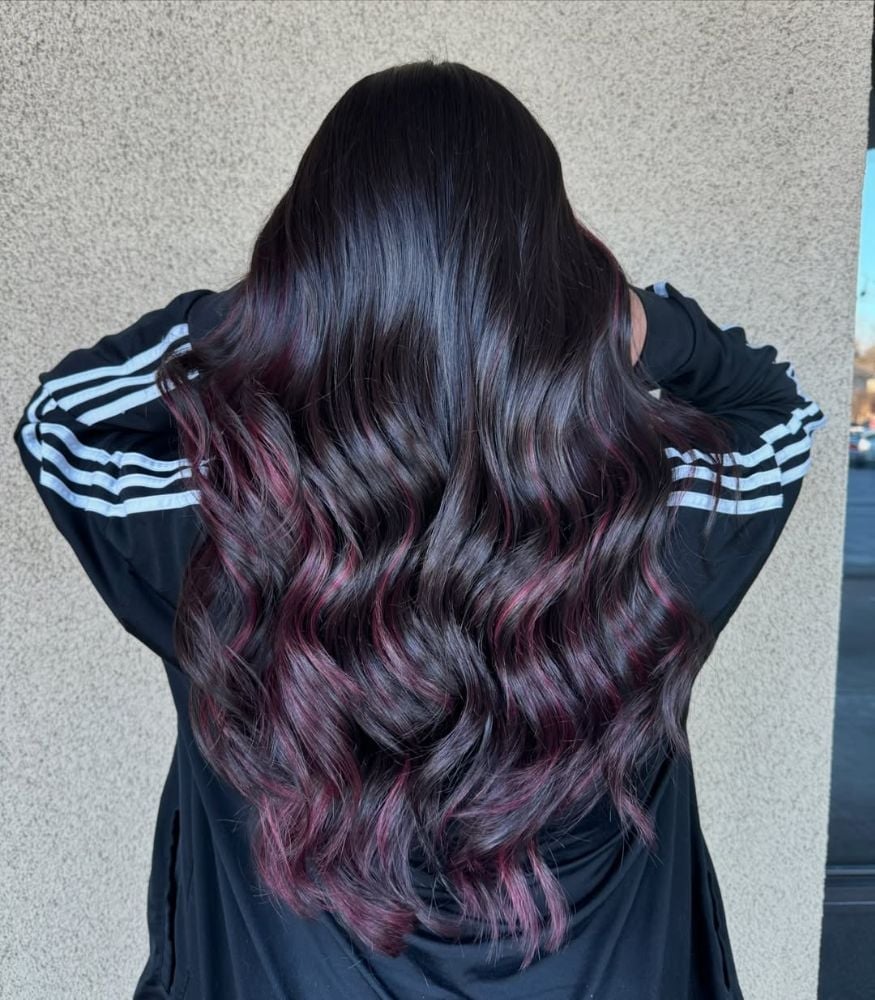 Dark Base With Deep Plum Lowlights — Classy Plum Hair Color