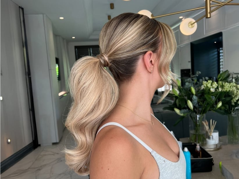 Ash Blonde Ponytail Voluminous Wavy Ash Blonde Ponytail Voluminous Wavy — Classy Ponytail with Bangs