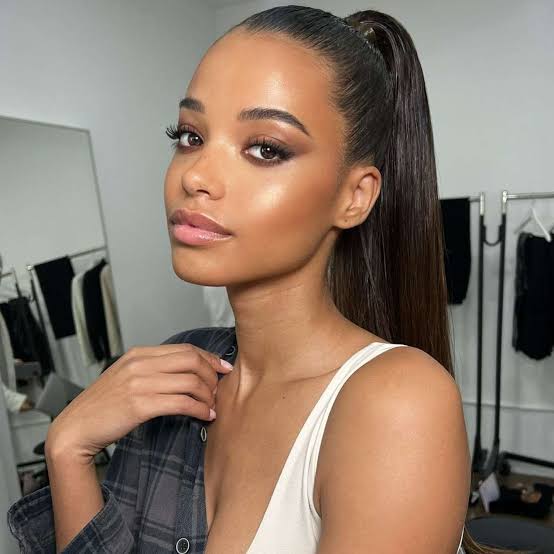 Sleek Dark Brown Ponytail With Subtle Highlights, Mid-Back — Classy Ponytail with Swoop