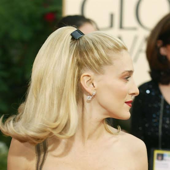 Ash Blonde Ponytail With Side-Swept Bangs — Classy Ponytail with Swoop