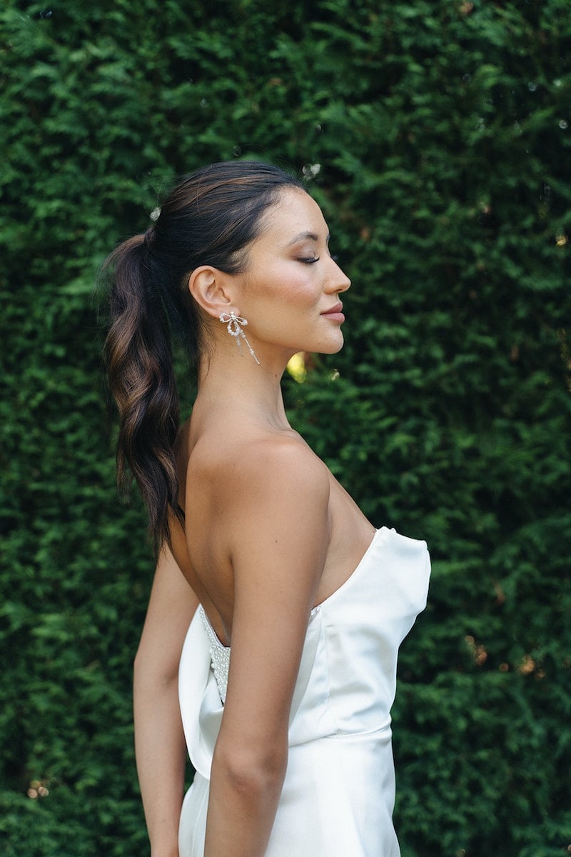 Glossy Dark Brown Ponytail With Subtle Highlights — Classy Ponytail with Swoop