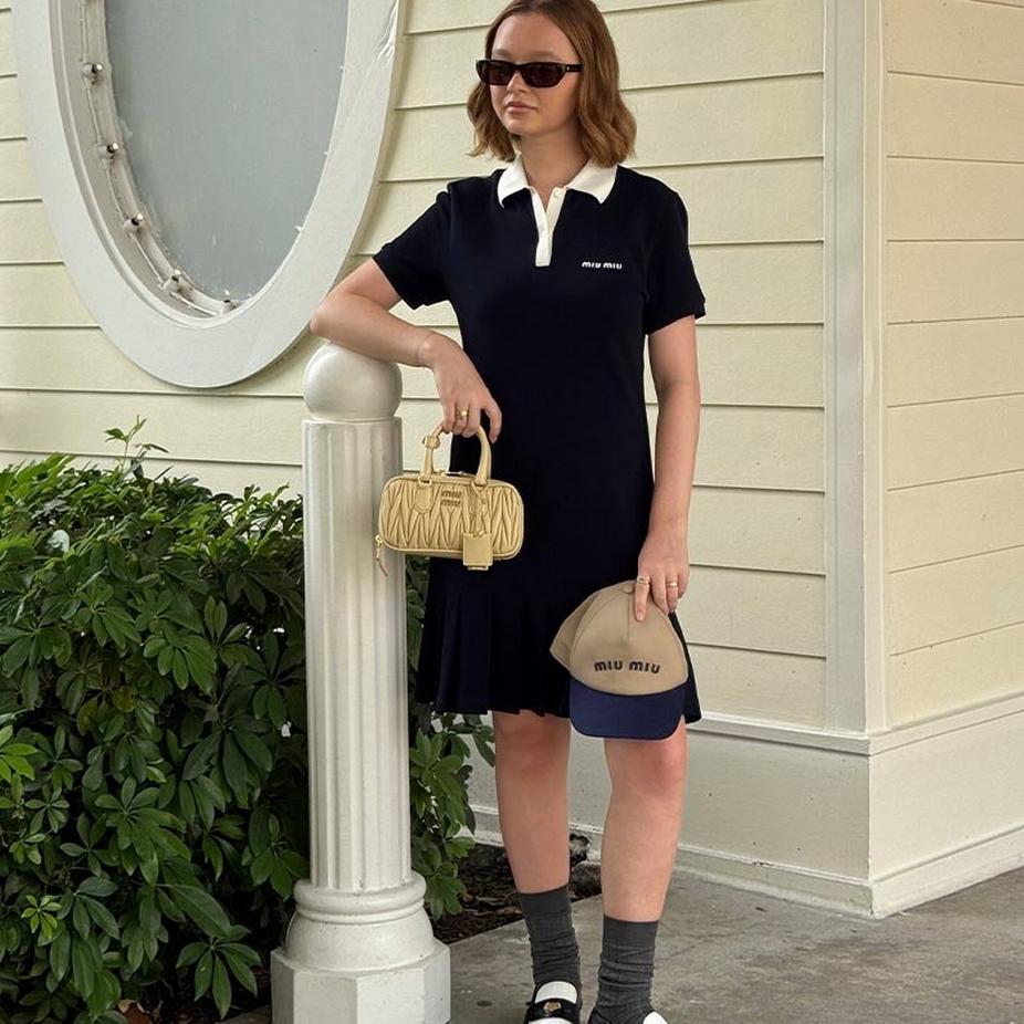 Navy Polo Dress With White Collar and Baseball Cap Navy Polo Dress With White Collar and Baseball Cap — Classy Preppy Outfits
