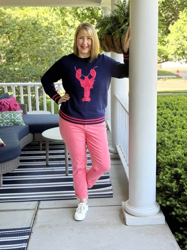 Lobster Graphic Sweater With Pink Pants and Headband Lobster Graphic Sweater With Pink Pants and Headband — Classy Preppy Outfits