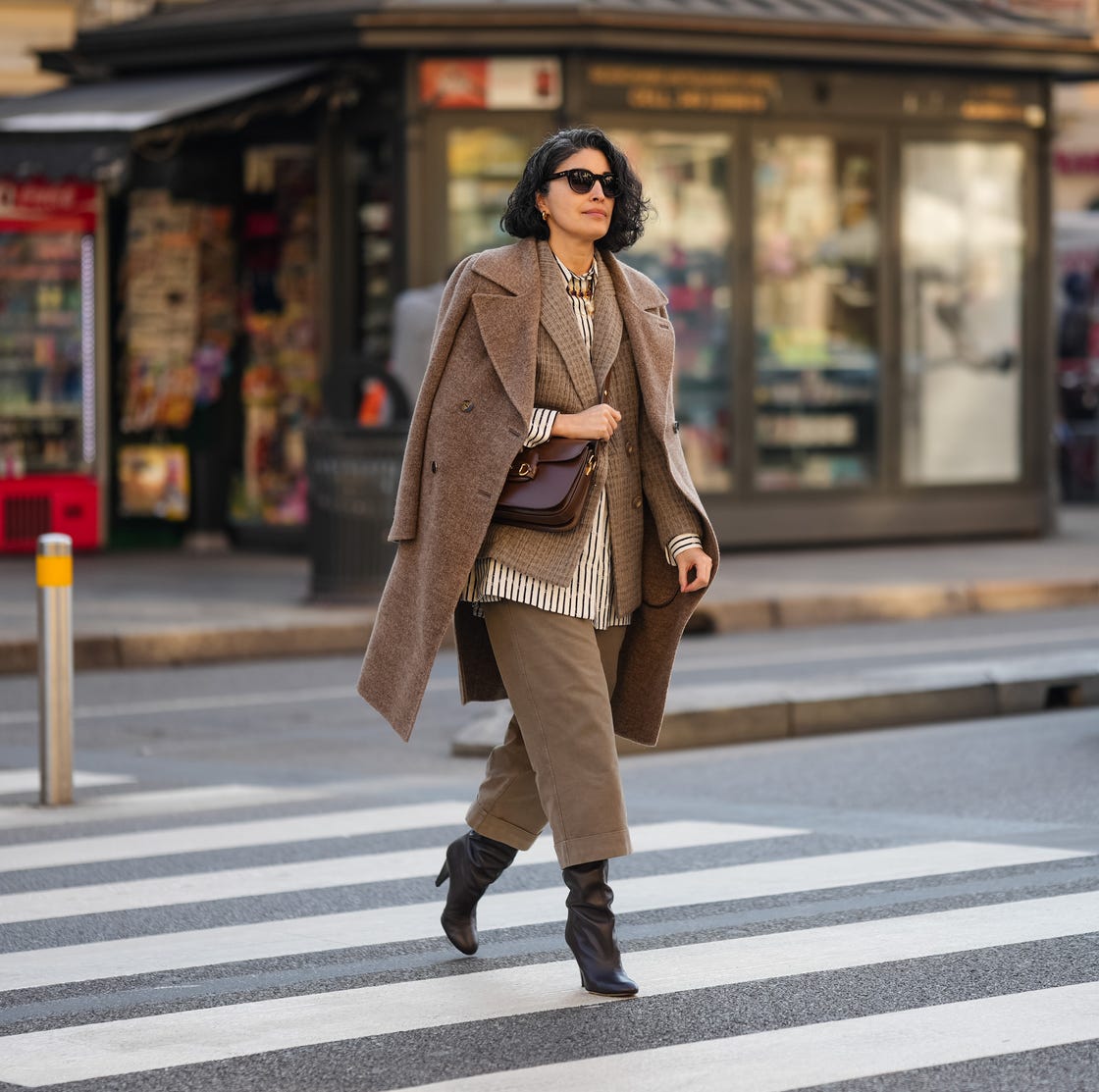 Tailored Suit with Striped Shirt and Long Wool Coat Tailored Suit with Striped Shirt and Long Wool Coat — Classy Preppy Style