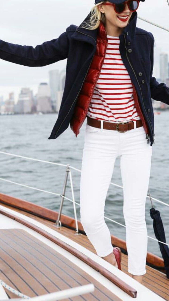 Navy Jacket with Red Puffer Vest and Striped Shirt Navy Jacket with Red Puffer Vest and Striped Shirt — Classy Preppy Style