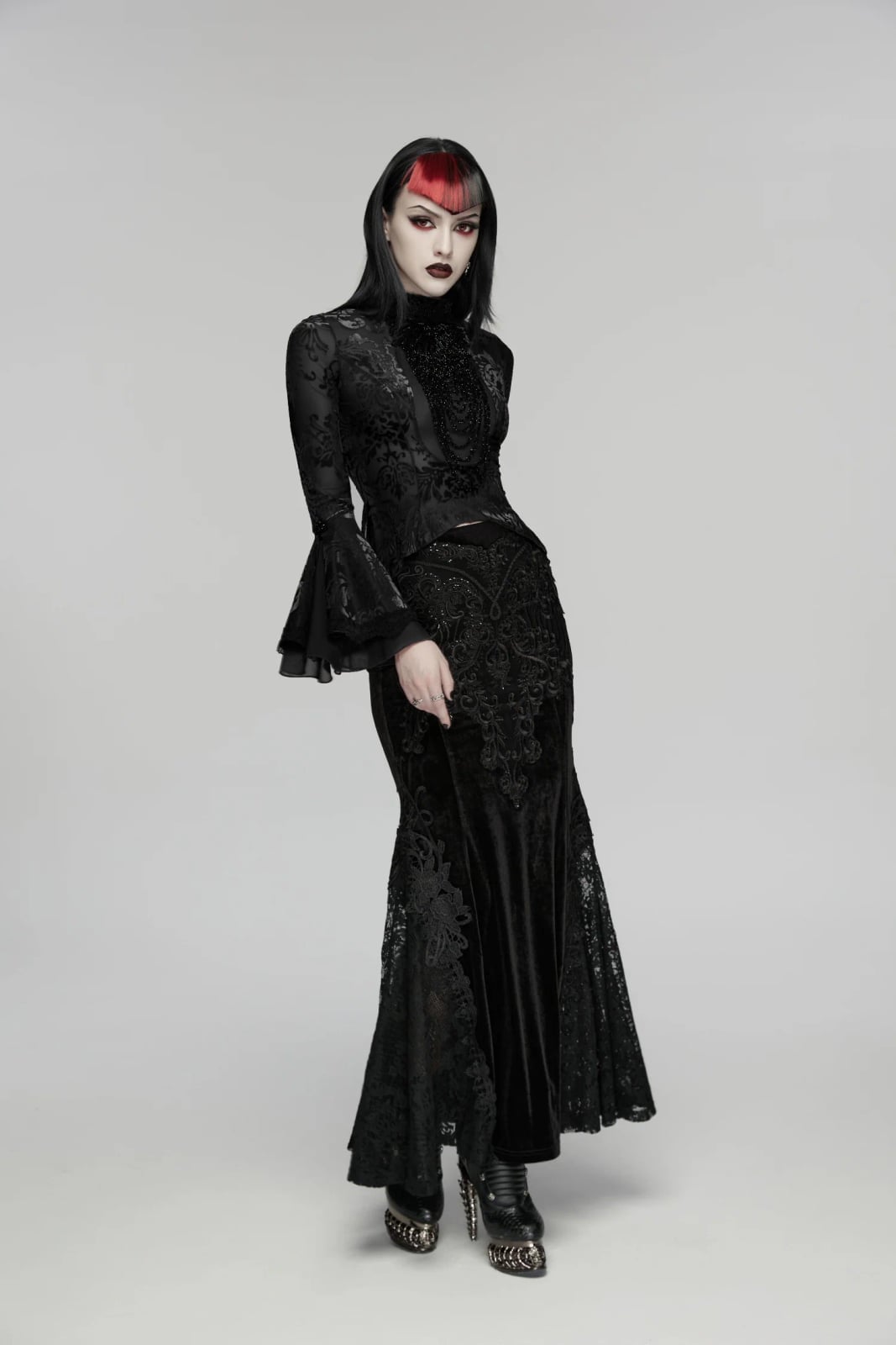 Velvet Gown With Lace Detailing Velvet Gown With Lace Detailing — Classy Punk Outfits