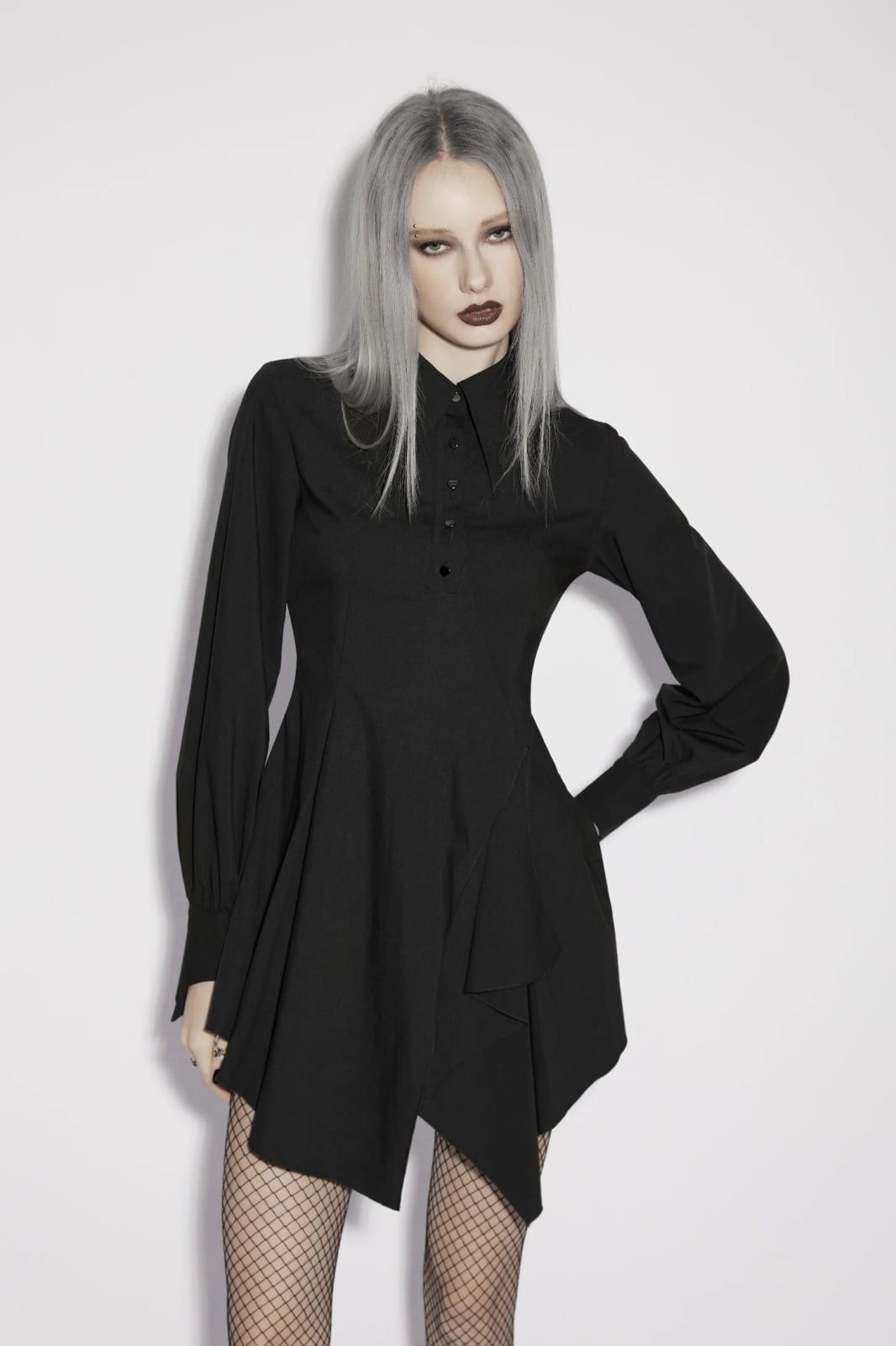 Shirt Dress With Ruffled Hem Shirt Dress With Ruffled Hem — Classy Punk Outfits
