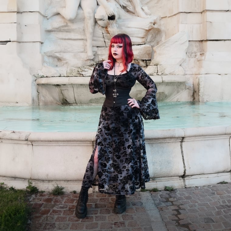 Gothic Dress With Bell Sleeves Gothic Dress With Bell Sleeves — Classy Punk Outfits