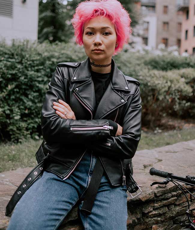Leather Biker Jacket With Blue Jeans Leather Biker Jacket With Blue Jeans — Classy Punk Outfits