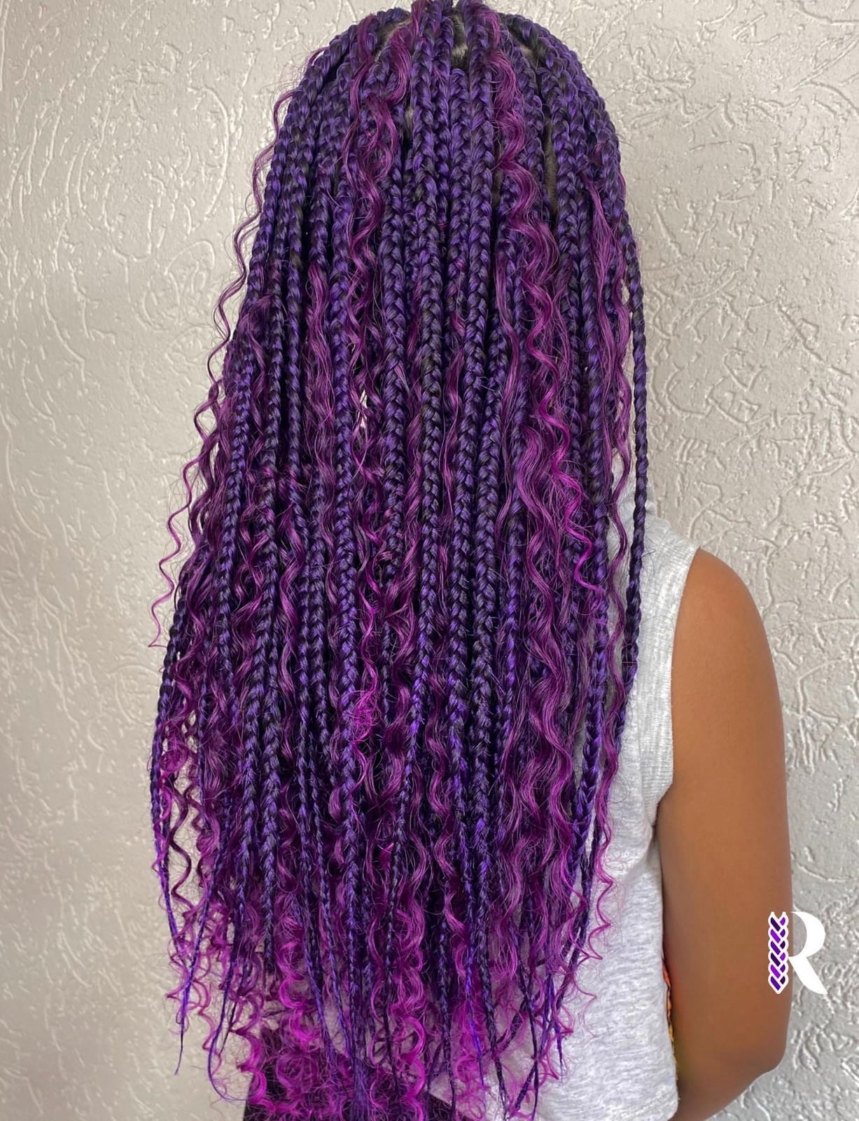 Purple And Pink Braids With Curly Ends — Classy Purple Braids