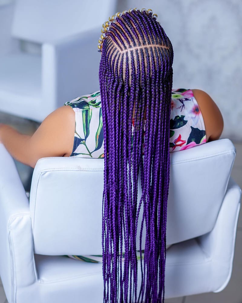 Neat Box Braids In Deep Purple — Classy Purple Braids