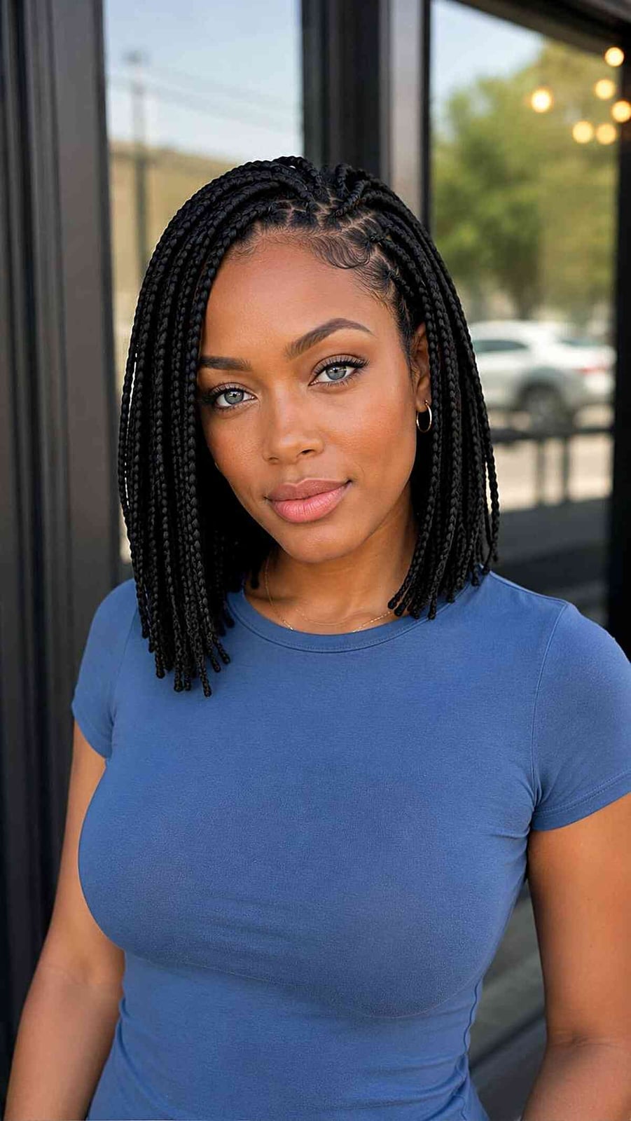 Sharp Chin Length Box Braids Bob Sharp Chin Length Box Braids Bob — Classy Quick Braids Hairstyle