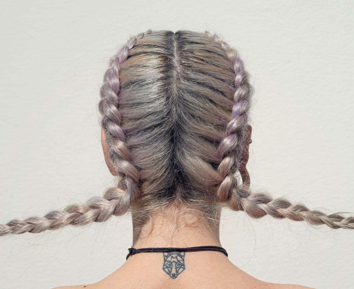 Double Ash Blonde Braids With Purple Tint Double Ash Blonde Braids With Purple Tint — Classy Quick Braids Hairstyle