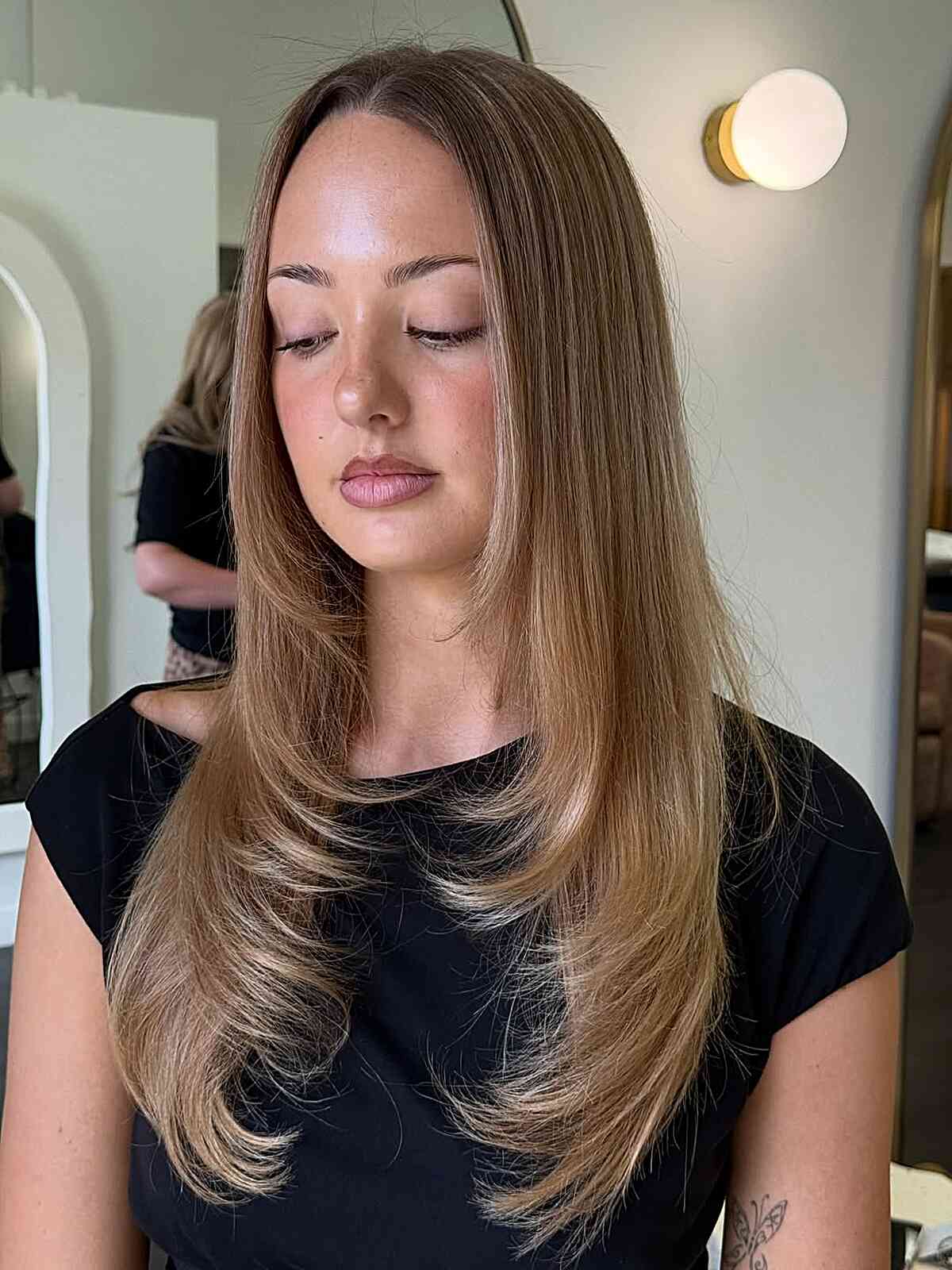 Shoulder Layered Bob With Brown Highlights — Classy Rachel Haircuts