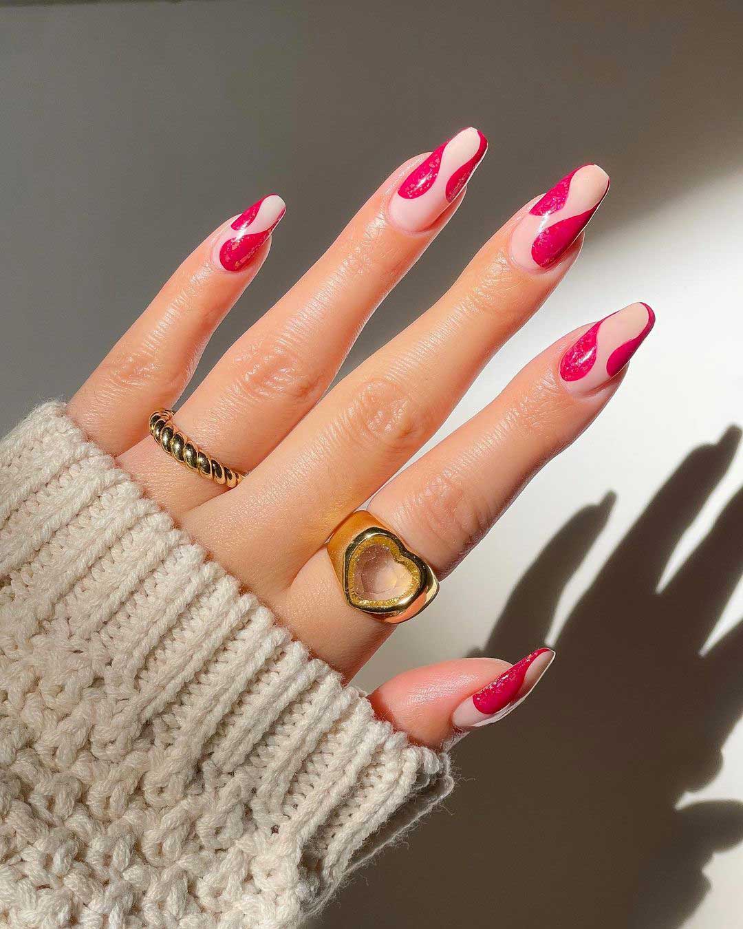Elegant Deep Raspberry Medium Almond Nails With Solid Color — Classy Raspberry Nails