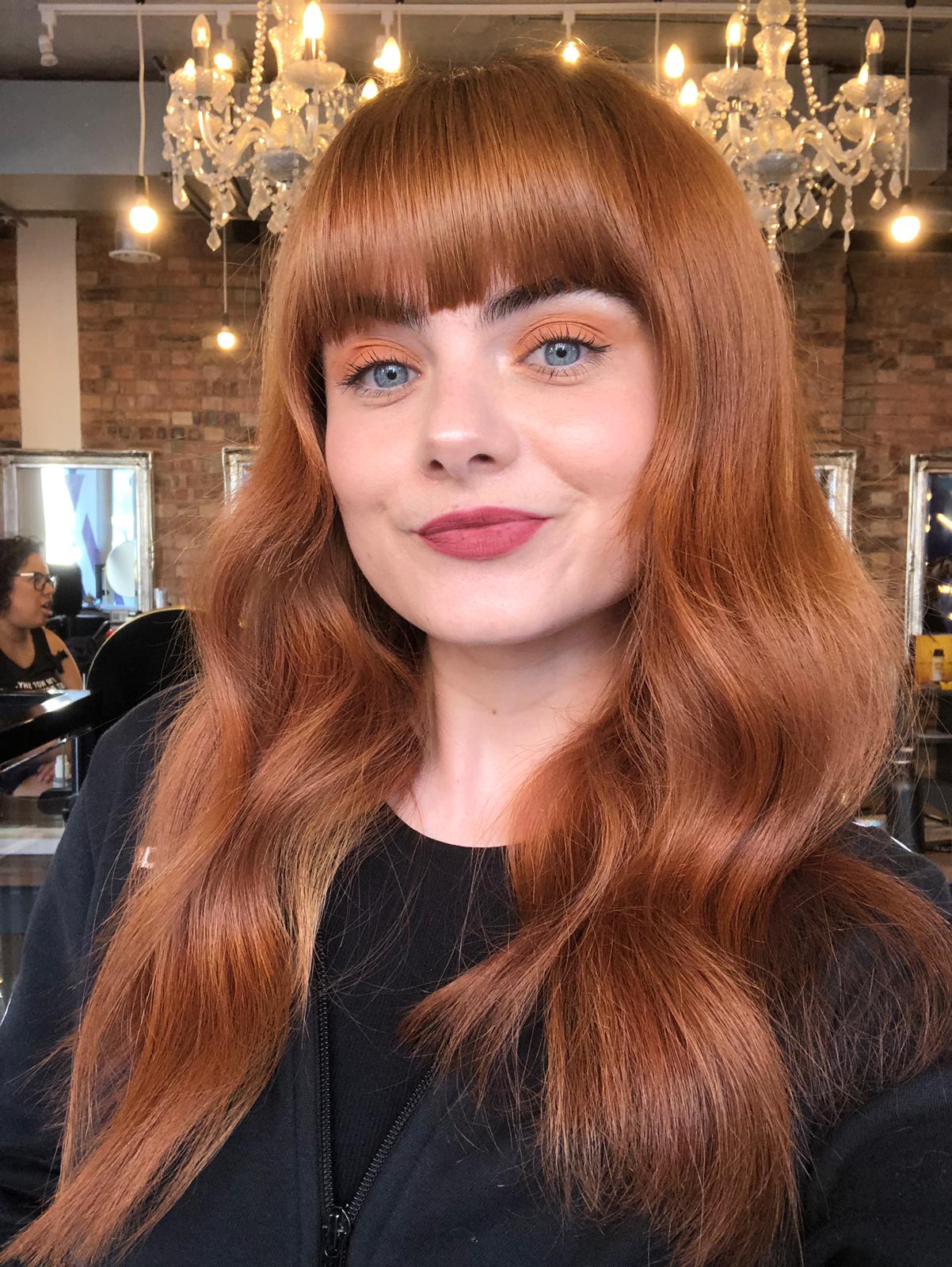 Collarbone Shag With Bright Copper Balayage Collarbone Shag With Bright Copper Balayage — Classy Red Balayage