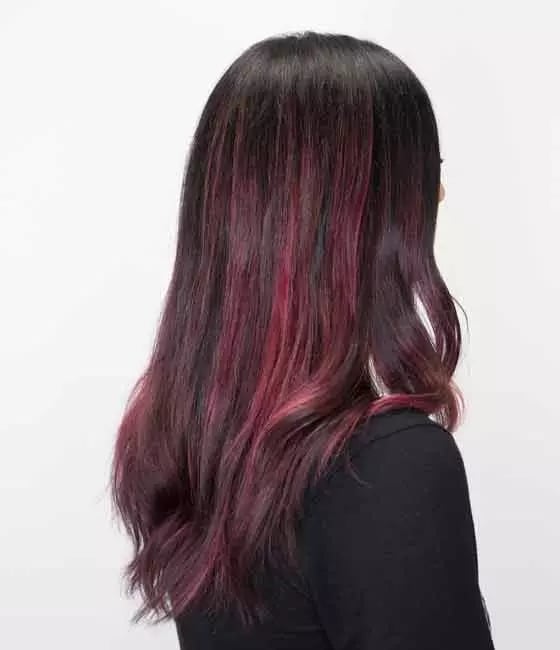 Collarbone Dark Base With Burgundy Balayage Collarbone Dark Base With Burgundy Balayage — Classy Red Balayage
