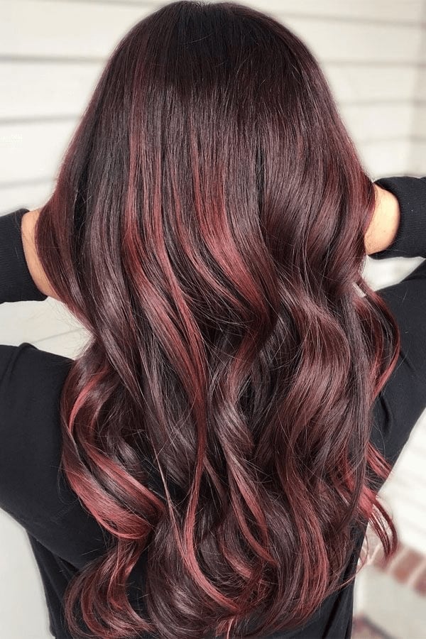 Dark Brown With Burgundy Balayage Highlights Dark Brown With Burgundy Balayage Highlights — Classy Red Balayage