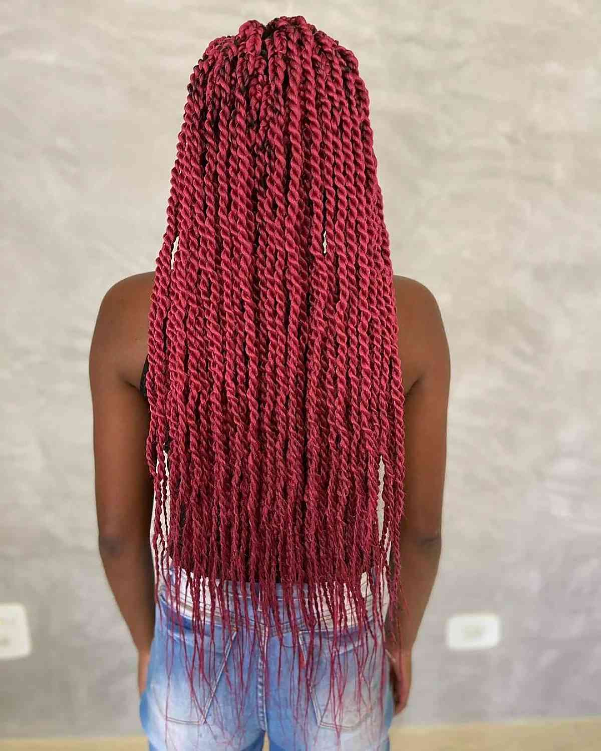 Deep Red Mid-Back Braids With Curly Ends Deep Red Mid-Back Braids With Curly Ends — Classy Red Braids