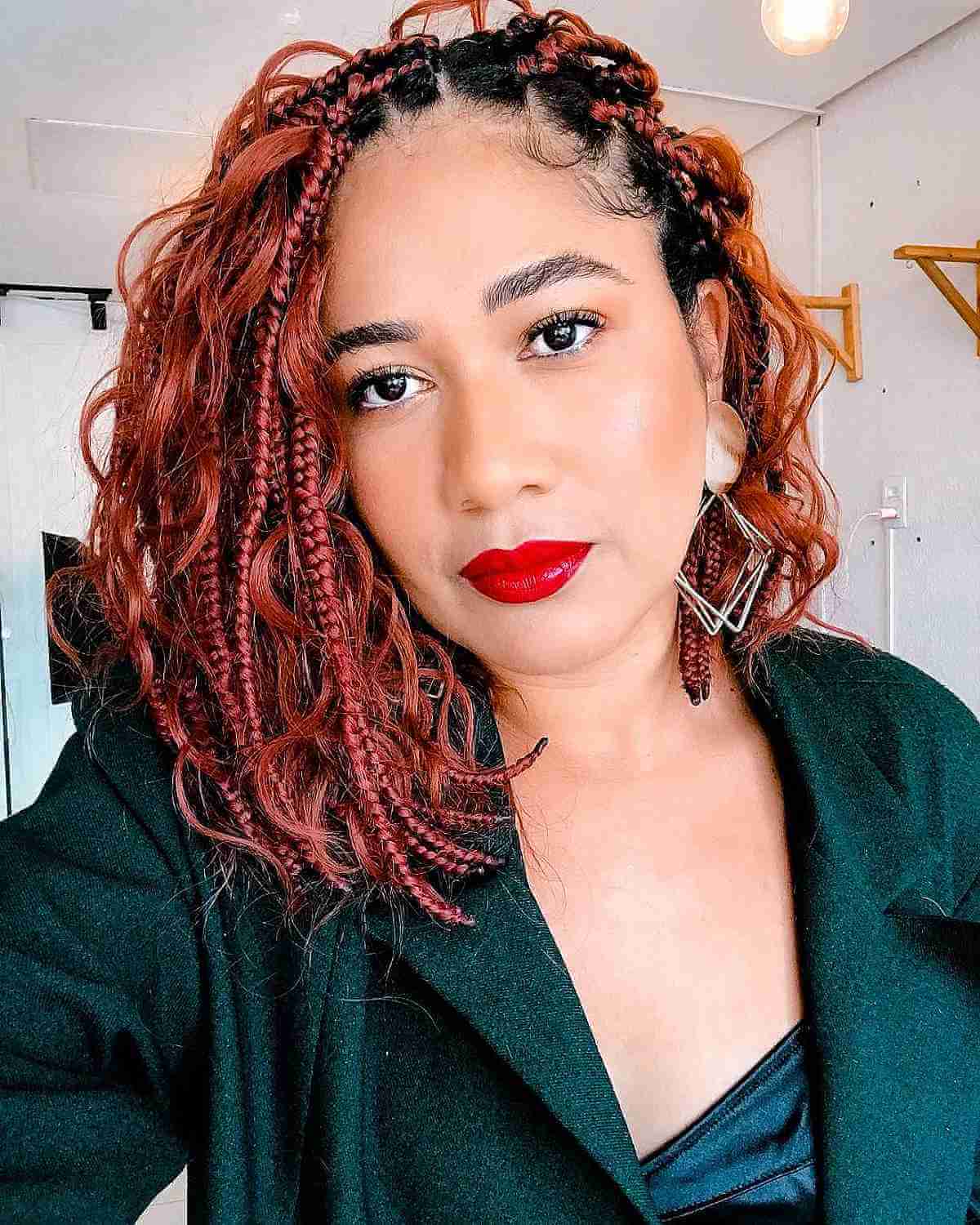 Collarbone Length Wavy Red Braids Collarbone Length Wavy Red Braids — Classy Red Braids